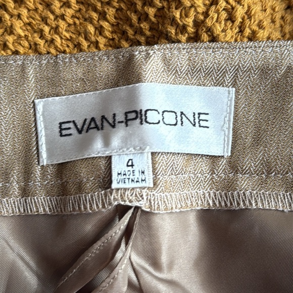 NWT Evan Picone Tan Iridescent Dress Pants Straight-Leg front Pleated Pants, 4 - Picture 2 of 7